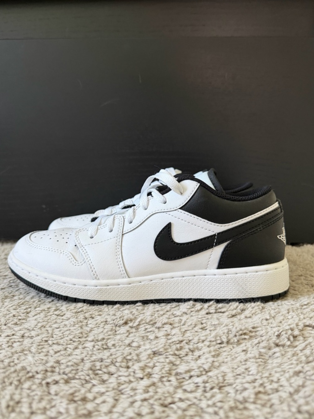 Jordan Kids White and Black Low-Top Sneakers